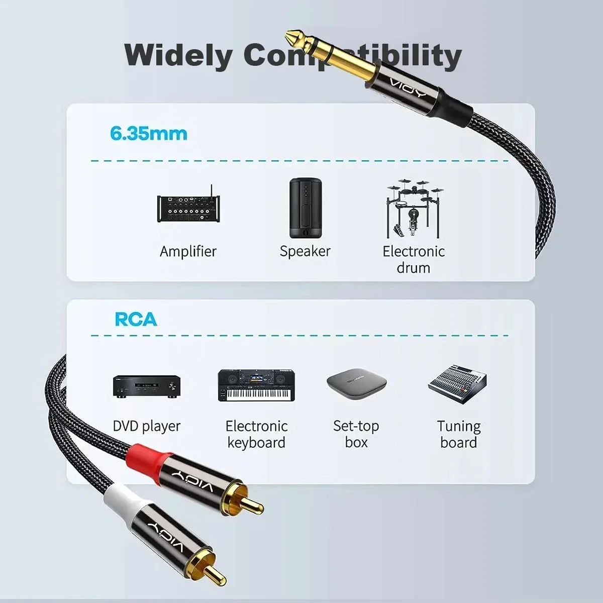 6.35mm To 2RCA Cable 1/4Inch M - đánh giá và giá Braided Line